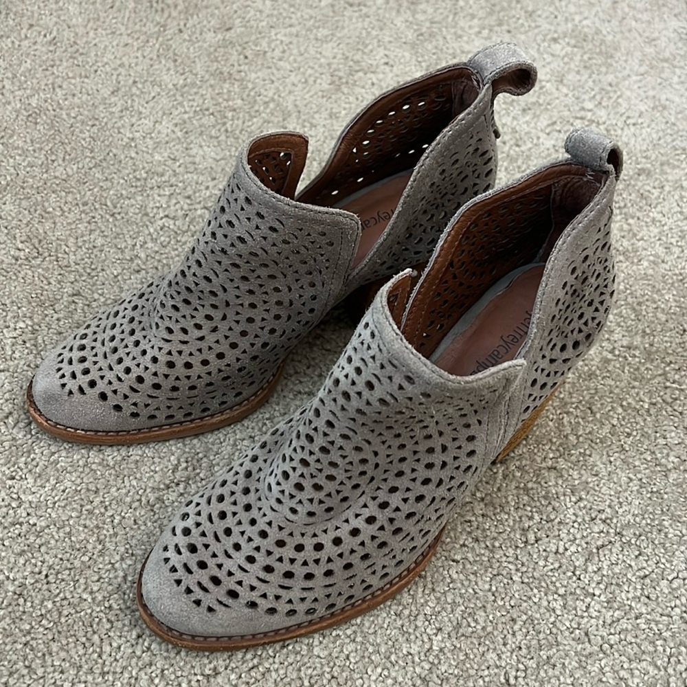 Jeffrey Campbell Rosalee Ankle Boots Western Bootie Grey Suede Women's Size 7